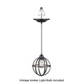 Worth Home Products Worth Home Products PKN-4034-3200H-B Instant Pendant Recessed Light Conversion Kit - Brushed Bronze Globe Cage Shade with Vintage Bulb - 10 x 11.88 in. PKN-4034-3200H-B